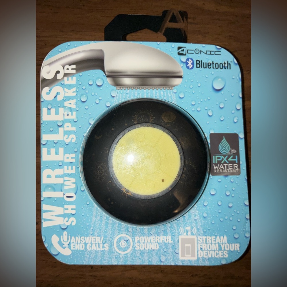 Water-Resistant Bluetooth Shower Speaker - Black and Yellow
